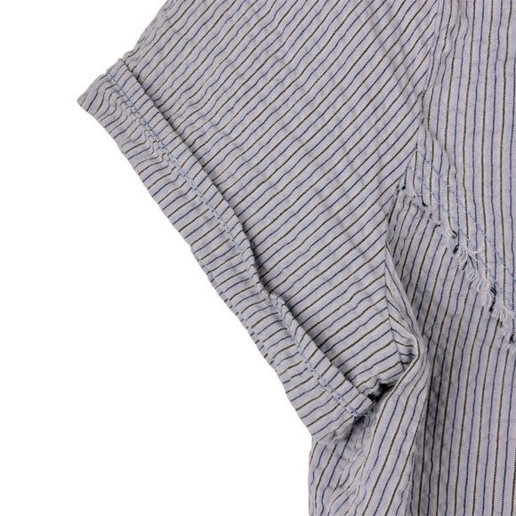 Free People We The Free Annabelle Button front Blue Striped Blouse Size L Boho - Picture 4 of 13